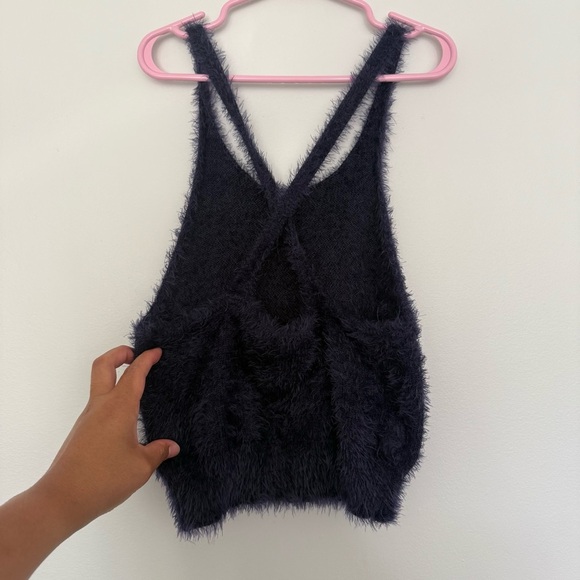 Aerie Soft Dark Blue Fuzzy Tank - Picture 3 of 6